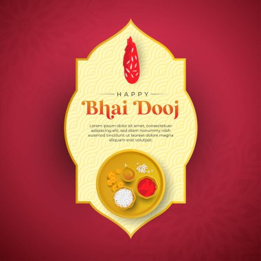 Geleneksel Hint Elementleri ve Törensel Tabaka Vektörü Şablon Tasarımı Çizimi ile Güzel Bhai Dooj Kutlaması