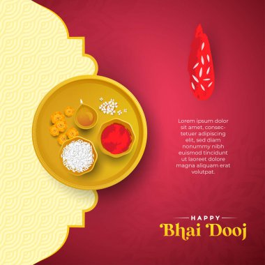 Geleneksel Hint Elementleri ve Törensel Tabaka Vektörü Şablon Tasarımı Çizimi ile Güzel Bhai Dooj Kutlaması