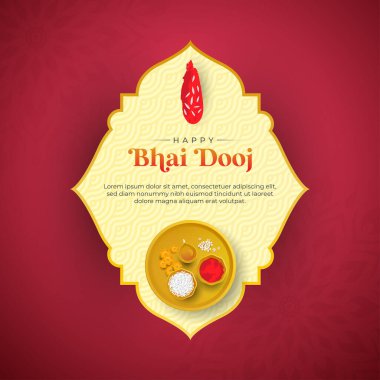Geleneksel Hint Elementleri ve Törensel Tabaka Vektörü Şablon Tasarımı Çizimi ile Güzel Bhai Dooj Kutlaması
