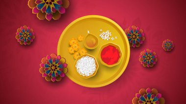Geleneksel Hint Elementleri ve Törensel Tabaka Vektörü Şablon Tasarımı Çizimi ile Güzel Bhai Dooj Kutlaması