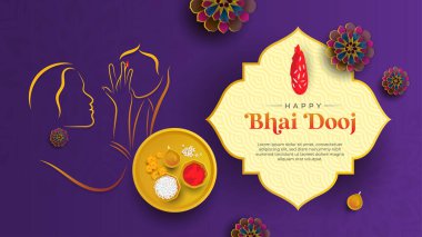 Geleneksel Hint Elementleri ve Törensel Tabaka Vektörü Şablon Tasarımı Çizimi ile Güzel Bhai Dooj Kutlaması