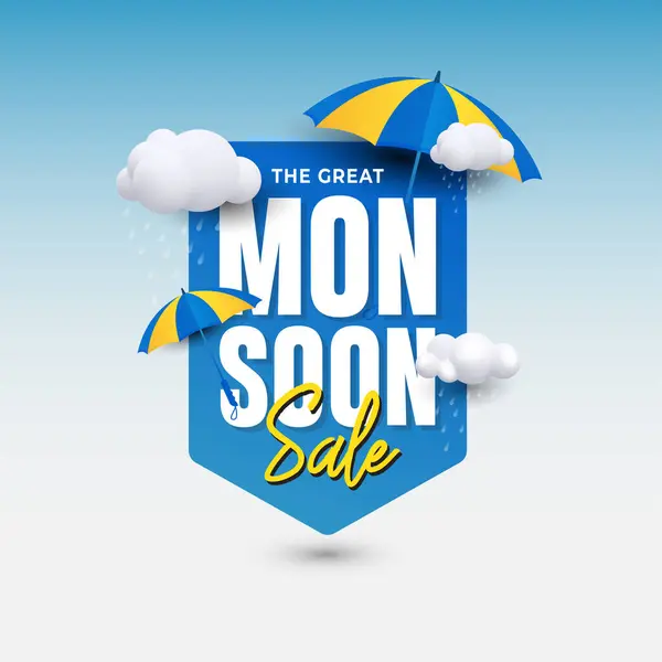 Şemsiye ve Bulutlarla Büyük Muson Satışı Reklam Sancağı