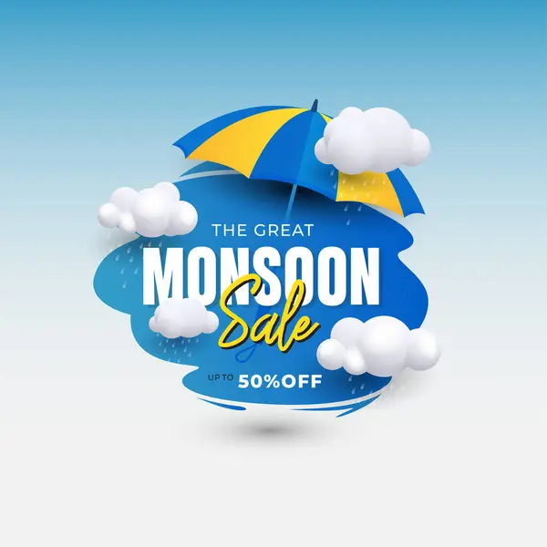 Şemsiye ve Bulutlarla Büyük Muson Satışı Reklam Sancağı