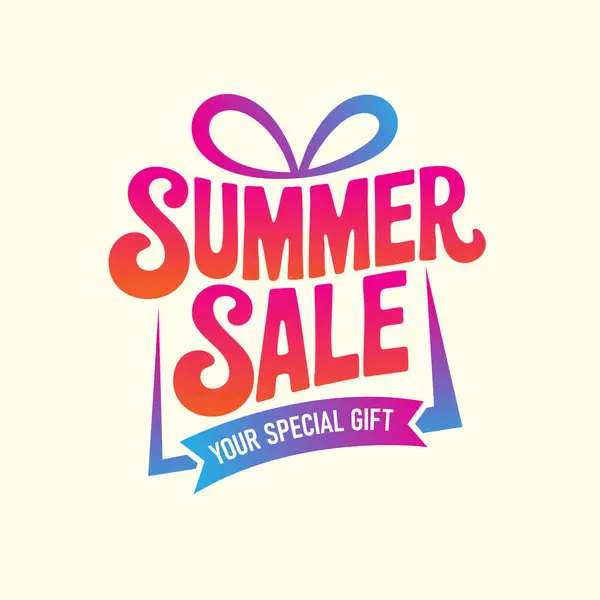 Neşeli tasarımları ve canlı harfleriyle renkli yaz indirimi duyurusu.