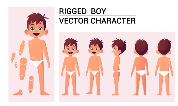 Cartoon Boy Character Creation Set Animation Boy Wearing Underwear Vector — Vetor de Stock