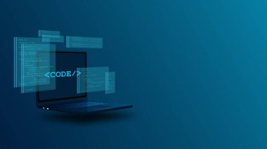 Web Geliştirme, Kodlama, Programlama, Veri Analizi Laptop Vektörü