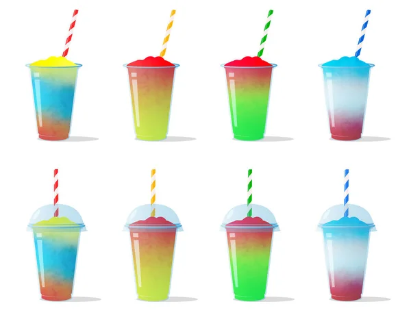 Slush Slushy Ice Drink Mrożone Owoce Napój Tworzywa Sztucznego Cup — Wektor stockowy