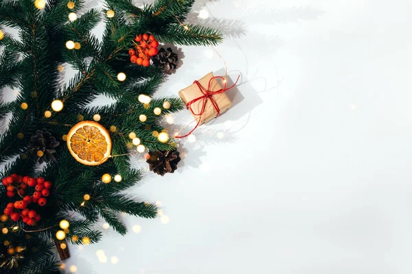 Fondo Navidad Decoración Año Nuevo Sobre Fondo Blanco Con Las — Foto de Stock