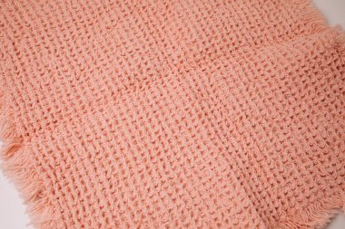 Tasarım için desenli arka plan. Fırfırlı pembe waffle kumaşları. Üst görünüm
