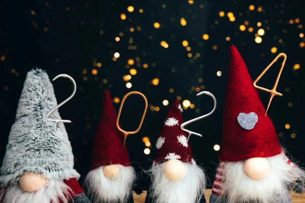Nouvel Fond Noël Bougie Numérotée 2024 Avec Petit Gnome Noël Image En Vente