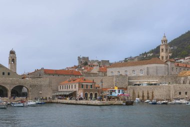 Editorial: DUBROVNIK, DALMATIA, CROATIA, SEPTEMBER 26, 2022 - The port of Dubrovnik just outside the fortified walls
