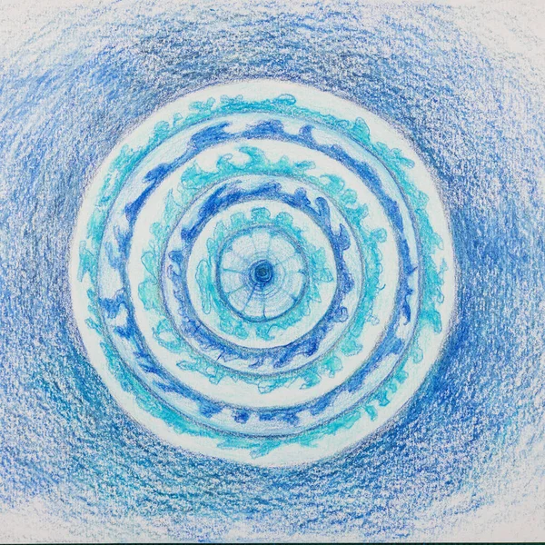Meditatives Blaues Mandala Mit Kreisen — Stockfoto