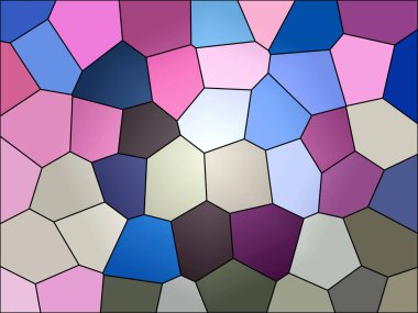 Soyut boyalı cam, pembe ve gri. Kenarlara yakın dokunmatik tekniği kağıdın değişmiş yüzey pürüzü nedeniyle yumuşak bir odak etkisi verir.