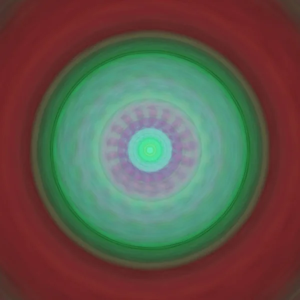 Green Spiral Red Background Dabbing Technique Edges Gives Soft Focus — Stock Photo, Image