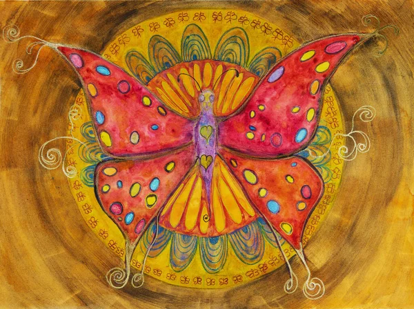 Mandala Butterfly Dabbing Technique Edges Gives Soft Focus Effect Due — Stock Photo, Image