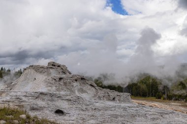 Yellowstone Ulusal Parkı 'ndaki Yukarı Gayzer Havzası' ndaki Şato Gayzer 'in çevresindeki bölge.