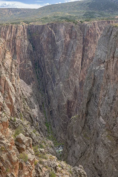Close up of a gorge in the north rim of the Black Canyon of the Gunnison at Rock Point on the south rim
