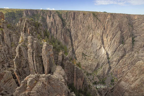 View over the south rim around Pulpit Rock in the Black Canyon of the Gunnison seen from Island Peaks View View on the north rim