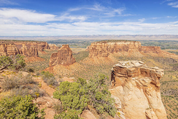 Independence Monument and Fruita in the background, seen from Grand View in the Colorado National Monument