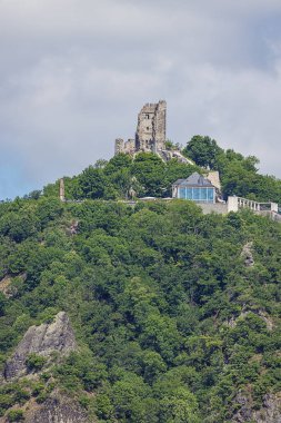 Bad Honnef 'teki Grafenwerth Adası' ndan Drachenfels 'e yakın.