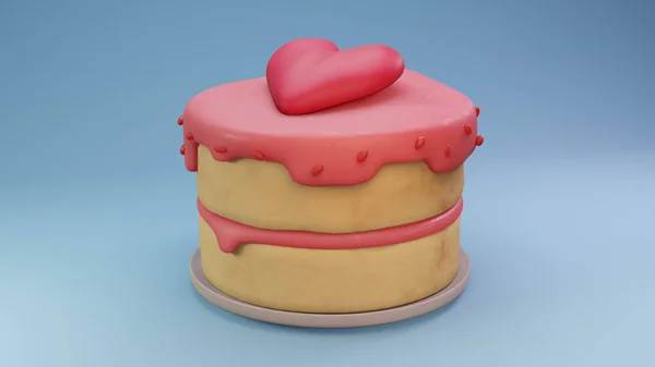 pink chocolate cake with heart