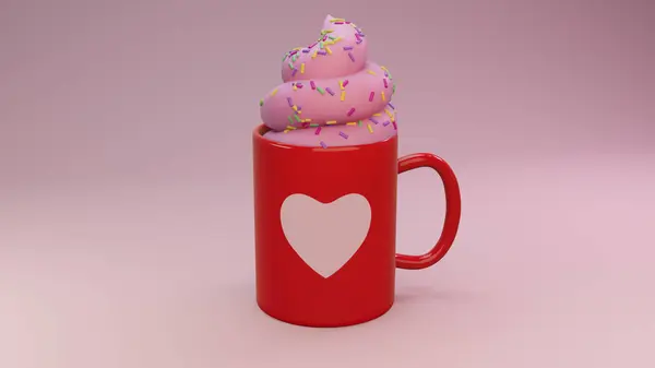 heart mug with whipped cream and chocolate chips