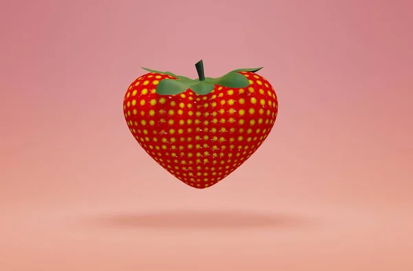 illustration of heart shaped strawberry on light background