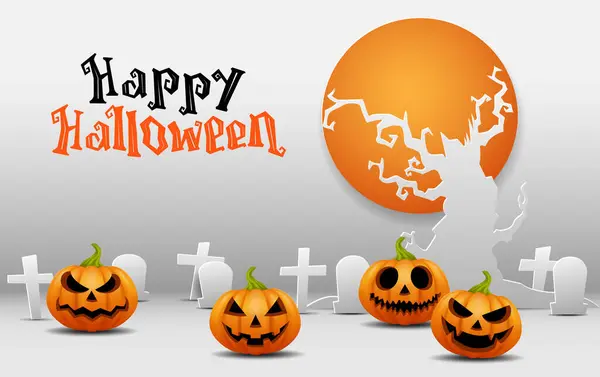 Joyeux Halloween Groupe Illustration Citrouille Sur Traiter Astuce Fantaisie Fête — Image vectorielle