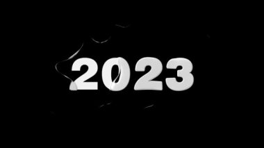 Yeni yıl 2023 'te metinden su akar. Mutlu yıllar 2023. 4K Video