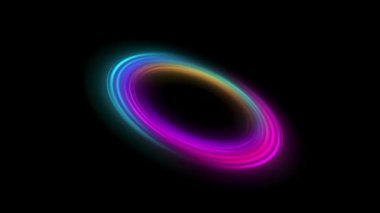 Renkli neon halkalar soyut fütüristik hareket arkaplanı. Döngü animasyonu. Video animasyonu Ultra HD 4K 3840x2160