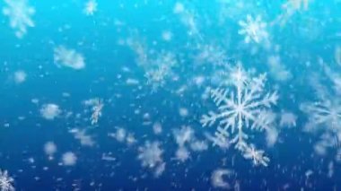 Mavi gökyüzüne yağan kar, kışın mavi parçacıkları Noel döngüsünde arka planda mutlu noeller, tatiller, kış, yeni yıl, kar tanesi, kar, bayram, kar taneleri, 4K Video
