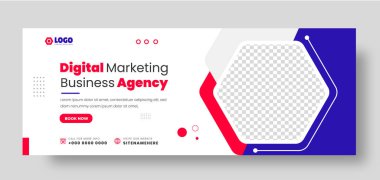 Digital marketing Social Media Cover photo Template Design . digital marketing agency web banner. business marketing social media cover design with red color. web banner. social media cover design. clipart