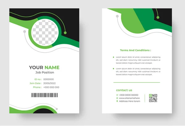 公司员工身份证模板 现代清洁的工作证模板 带有绿色的专业身份证设计模板 企业现代商务身份证设计模式 — 图库矢量图片