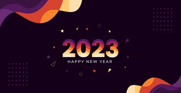 Ευτυχισμένο Νέο Έτος 2023 Πολύχρωμο Πρότυπο Φόντου 2023 Φόντο Κειμένου — Διανυσματικό Αρχείο