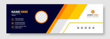 Şirket Modern E- posta İmza Tasarımı şablonu. Turuncu renkli e-posta imza şablonu tasarımı. İş ve imza vektör tasarımı. E- posta İmza Tasarım şablonu.