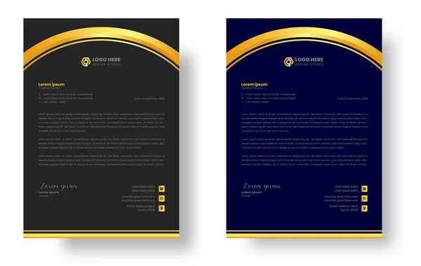 Golden Color Luxury Letterhead Corporate Modern Business Luxury Letterhead Design — Stock Vector