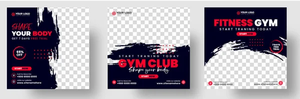 Spor salonunun sosyal medya pankart şablonu siyah ve kırmızı renk, spor, spor, spor, spor ve spor sosyal medya post pankartı, fitness spor salonu sosyal medya post poster tasarımı.