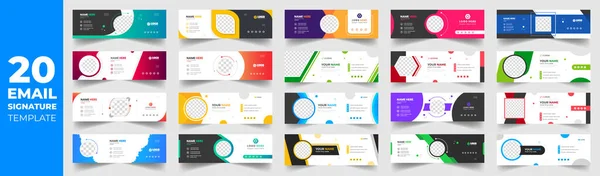 set of 20 Email Signatures Bundle mega collection, email footer template set, Email signature and email footer or social media cover design template set with unique shape. mail Signatures set.