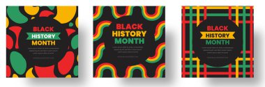 Siyah tarih ayı sosyal medya kare pankart tasarımı. Siyah tarih, ay sonu geçmişi. Haziran 'ın Bağımsızlık Günü Geçmişi. Özgürlük ya da Özgürlük Günü. Neo Geometrik desen kavramı.