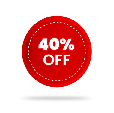% 40 indirimli etiket etiketi tasarımı. Yüzde içeren ürün amblemi satıldı. Pazarlama satış etiketi süper teklif veriyor. % 40 indirimli pankartlar, indirimli etiketler tasarım şablonu, ekstra tanıtım.