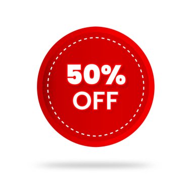 % 50 indirimli etiket etiketi tasarımı. Yüzde içeren ürün amblemi satıldı. Pazarlama satış etiketi süper teklif veriyor. % 50 indirimli pankartlar, indirimli etiketler tasarım şablonu, ekstra tanıtım.