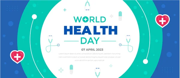 World Health Day background design template. World Health Day is a global health awareness day celebrated every year on 7th April. World Health Day banner design template.