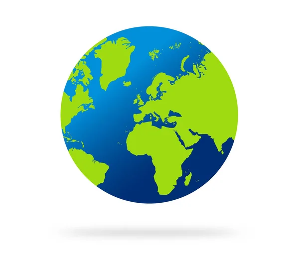 带有绿色和蓝色矢量插图的地球仪 世界上 世界地图呈球状 地球球体扁平型 — 图库矢量图片
