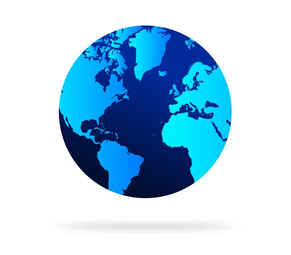 带有蓝色矢量图解的地球仪 世界上 世界地图呈球状 地球球体扁平型 — 图库矢量图片