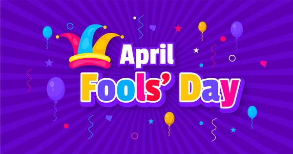 April Fools Day Background Banner Design Template Funny Prank Illustration — Stock Vector