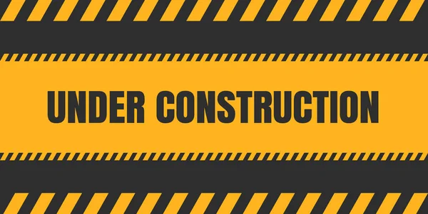 Bau Unter Bauschild Hintergrund Mit Schwarzen Und Gelben Streifen Warnschild — Stockvektor