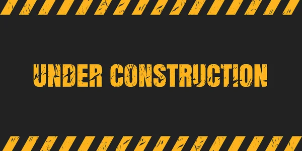 Bau Unter Bauschild Hintergrund Mit Schwarzen Und Gelben Streifen Warnschild — Stockvektor