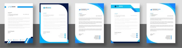 官方最低限度的创意抽象专业通讯公司现代商业计划书信笺设计模板设置蓝色 带有蓝色的字母头设计 — 图库矢量图片