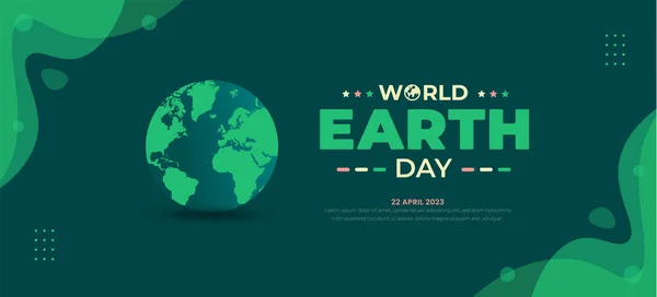 幸せな地球の日の背景や緑の色のバナーデザインテンプレート — ストックベクタ