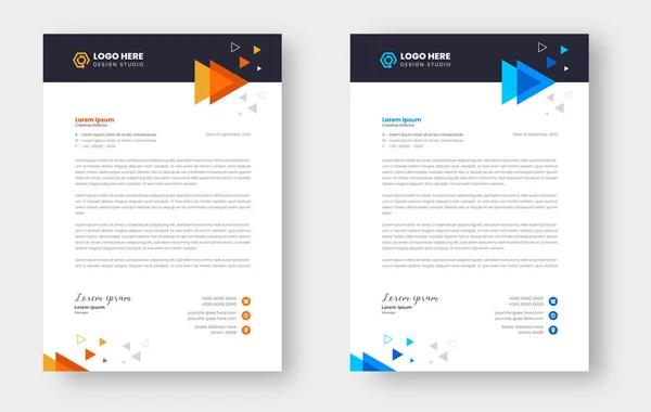 Briefpapier Design Vorlage Mit Gelber Und Blauer Farbe — Stockvektor